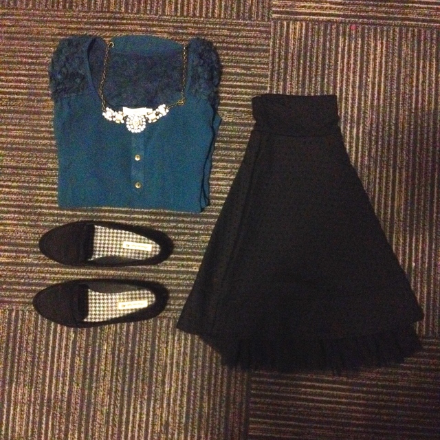loafers, skirt and blouse 